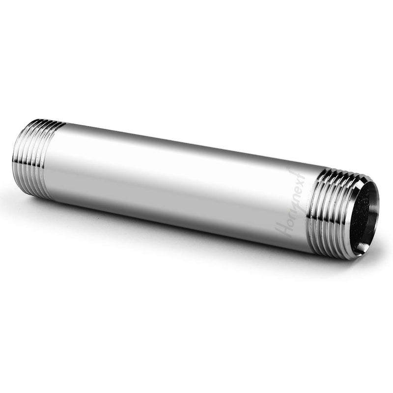 Horiznext stainless steel 304 pipe nipple npt 1/2 male threaded cast fitting, 6 inches length tube sleeve extension connector, schedule 40 conduit hose adapter - Image 1
